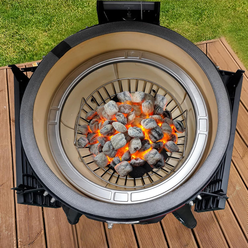 onlyfire Stainless Steel Charcoal Ash Basket with Handle Charcoal Holder | Fits Kamado Joe Classic and Large Big Green Egg