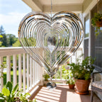 Wind Spinner 12-Inch Garden & Yard Decor, Birthday Gift for Mom | Hanging Yard Art, Garden Decoration for Outdoor and Indoor, Birthday Gift for Women, 3D Heart, Stainless Steel, 1 Pack