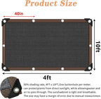 QLOFEI 4x10 FT Shade Cloth with Grommets, 90% Sun Shades Outdoor Patio Mesh Tarp, Easier to Hang Sunblock Neting Cover -for Garden Greenhouse Pergola Lawn Kennel Chicken Coop