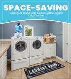 TidyFriend Laundry Detergent Holder with Laundry Room Rug Runner, Detergent Stand for Spill Protection, Non-Slip Runner Mat, and Stylish Room Organizer for Home & Laundry Spaces (Kit)