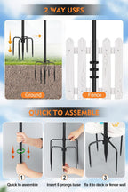 String Light Poles, 10 FT, 6 Pack, Ground & Fence Mount | Heavy-Duty Steel, 5-Prong Stable Base, Powder-Coated Finish, Rust Resistant, Outdoor Lighting & Décor, Patios, Backyards
