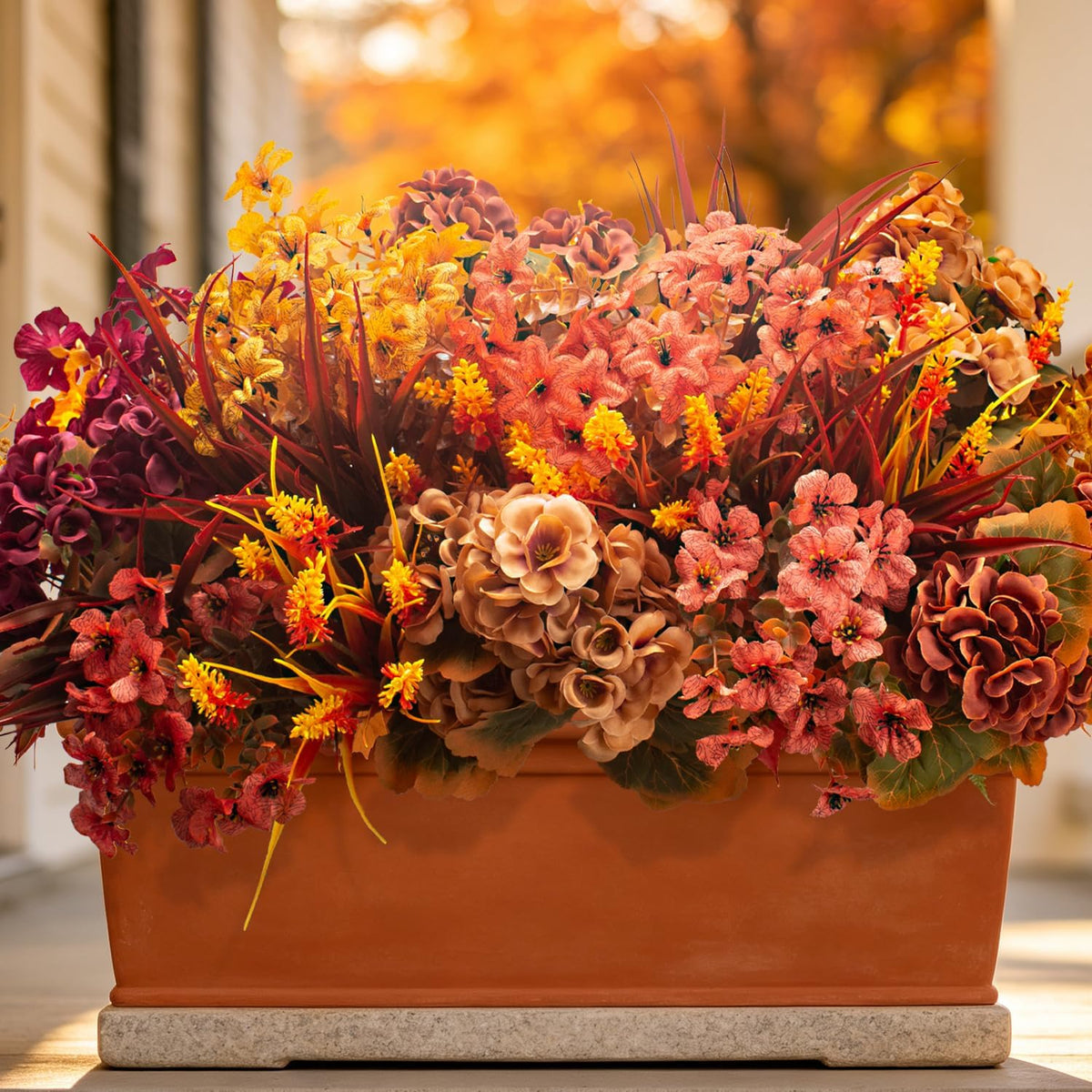 20 artificial fall flowers uv resistant fake mums, main product view