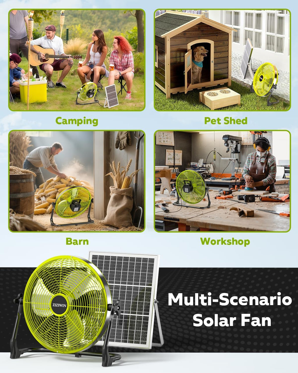 14" solar fan, 25w solar powered cordless greenhouse, package contents