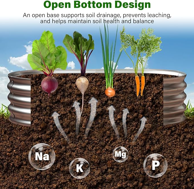 TATAANTY Galvanized Raised Garden Bed Kit, Rust-Resistant Planter Garden Boxes Outdoor, Oval Large Metal Raised Garden Beds for Vegetables Easy to Set Up - 4x2x1ft (2 Pack)