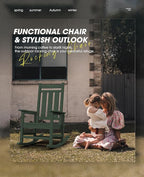 KINGYES Oversized Outdoor Rocking Chair Set of 2, All-Weather Patio Rocking Chairs for Porch, HDPE Outdoor Patio Rockers with High Back & Wide Seat for Garden, Lawn, Green