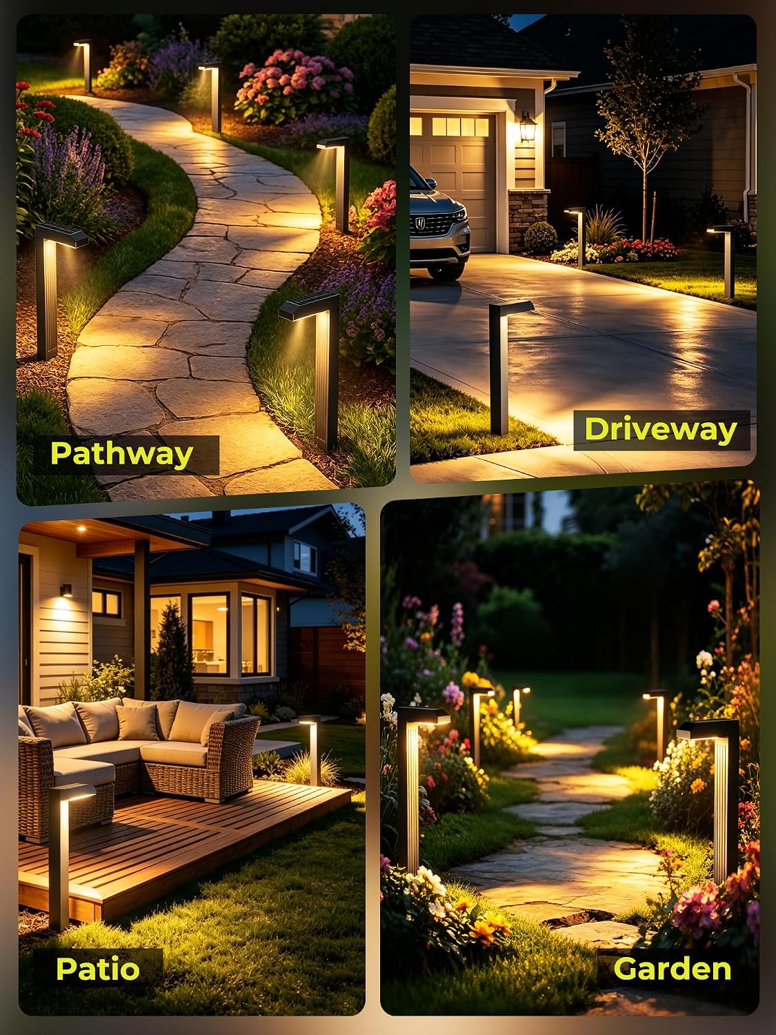 COXSENI Solar Pathway Lights Outdoor,3 Color Temperatures,20 LEDs,6 Pack | Clear Tempered Glass Solar Panel,IP65 Waterproof,Bright Led Landscape Lighting,Yard,Walkway,Driveway,Patio,Lawn,Auto On Off