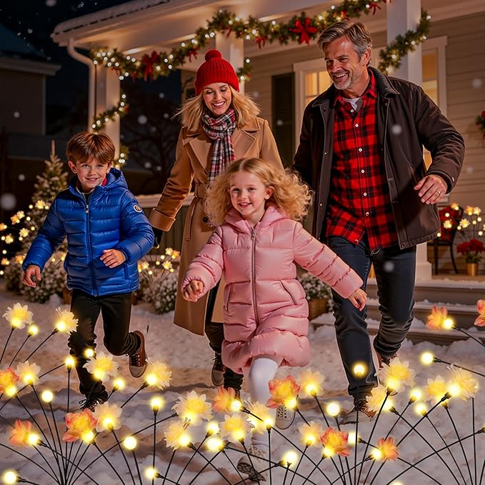 Solar Garden Lights, Warm White LED Swaying Solar Flowers Light for Outside, Waterproof Garden Decor, Outdoor Decorative Lights Yard, Patio, Pathway Decoration Gardening Gifts (8 Pack)