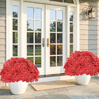 60 Pack Artificial Flowers for Outdoor Indoor Fake Plants, Faux Silk Flowers for Outdoors Outside Front Porch Hanging Planter Window Box Garden Spring Decoration(Red)
