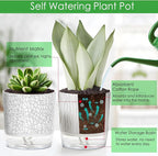 4 Pack Self Watering Pots for Indoor Plants, 4" + 5.5" Flower Pots with Wick Rope and Reservoir, Plant Pots for African Violet, Spider Plant, Orchid