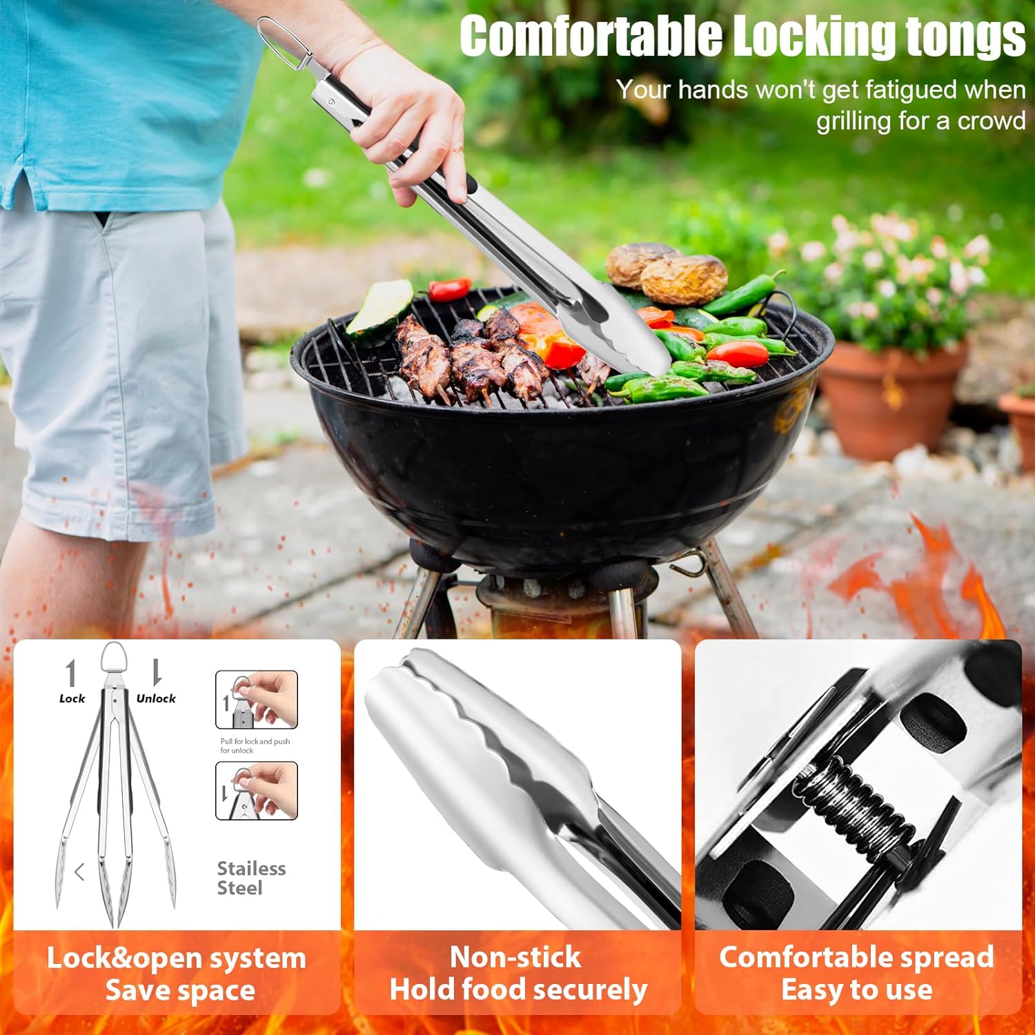 RINPIR 31pcs BBQ Grill Accessories Gifts for Men Dad, Heavy Duty Grilling Tools Gift Set for Father‘s Day, Stainless Steel BBQ Utensils Kit with Mats, Grill Brush in Carrying Bag Brown