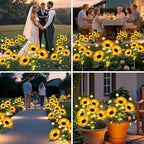 Sunflower Solar Lights Outdoor Garden Decor,Upgraded 4 Pack Solar Sunflowers with Firefly Lights Waterproof,Gifts for Mom Women Grandma,Garden Decor for Outside Yard Patio Pathway Lawn
