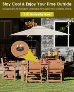 GREENVINES 7-Piece Outdoor Dining Set | HDPE | Patio Table and Chairs Sets for 6 | Patio Furniture | All Weather | Umbrella Hole | Teak | for Backyard Poolside Garden