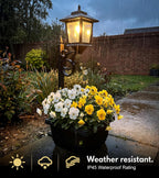 PASAMIC 2 Pack Solar Lamp Post with Planter, 2 in 1 Outdoor Solar Planter Lights, Waterproof Decorative Solar Lamp Post Light, Wall Mount or Freestanding for Garden, Patio & Porch, Warm White