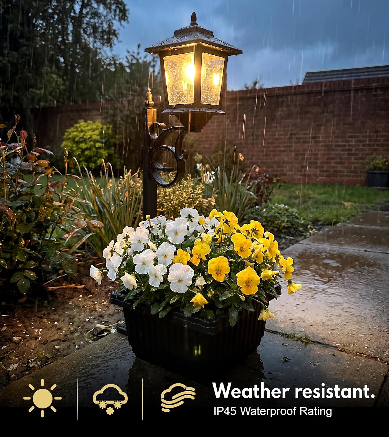 PASAMIC 2 Pack Solar Lamp Post with Planter, 2 in 1 Outdoor Solar Planter Lights, Waterproof Decorative Solar Lamp Post Light, Wall Mount or Freestanding for Garden, Patio & Porch, Warm White