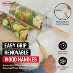 AVIEUS Grill Rolling Grill Basket | Rolling Grilling Baskets for Outdoor Grilling 2 Pcs | Barbecue Grill Set with BBQ Gloves | Portable Camping Net Rack Perfect for Vegetables, Seafood & Meat