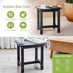 Y&M Outdoor Side Table, HIPS Adirondack Small Single Table, Waterproof Square Outside Table, Balcony Modern End Tables for Patio, Pool, Beach, Porch, Deck, Indoor or Outdoor Use (Black, 2 Pack)