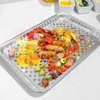 15 Pack Disposable Aluminum Foil Grill Topper Pans, Grill Grate Liners, BBQ Grill Accessories for Outdoor Cooking and Camping - Prevents Food from Falling into Grill or Sticking to Grate