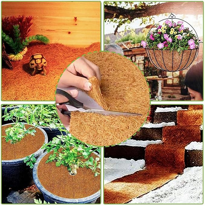 16x100 Inch Coconut Liner Roll for Planters Flower Basket Natural Coco Fiber Liners for Indoor & Outdoor Plants DIY Coir Fibre Mat Sheet for Animal Pet Pad Reptile Carpet Garden Decoration