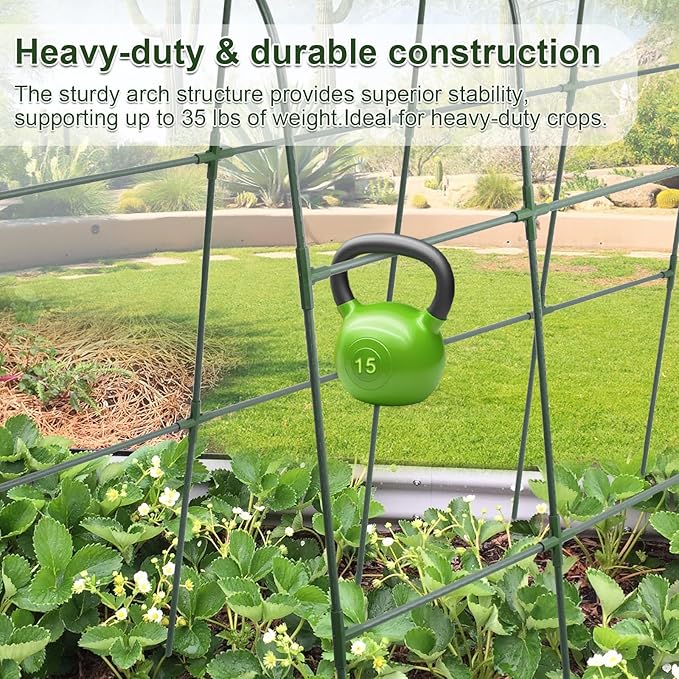 Cucumber Trellis for Raised Bed,U-Shape Garden Trellis for Climbing Plants Outdoor, Metal Arch Trellis for Vegetables, Plant Support for Vine,Tomato, Pea (Green, 49.6" L×30" W×47.2" H)