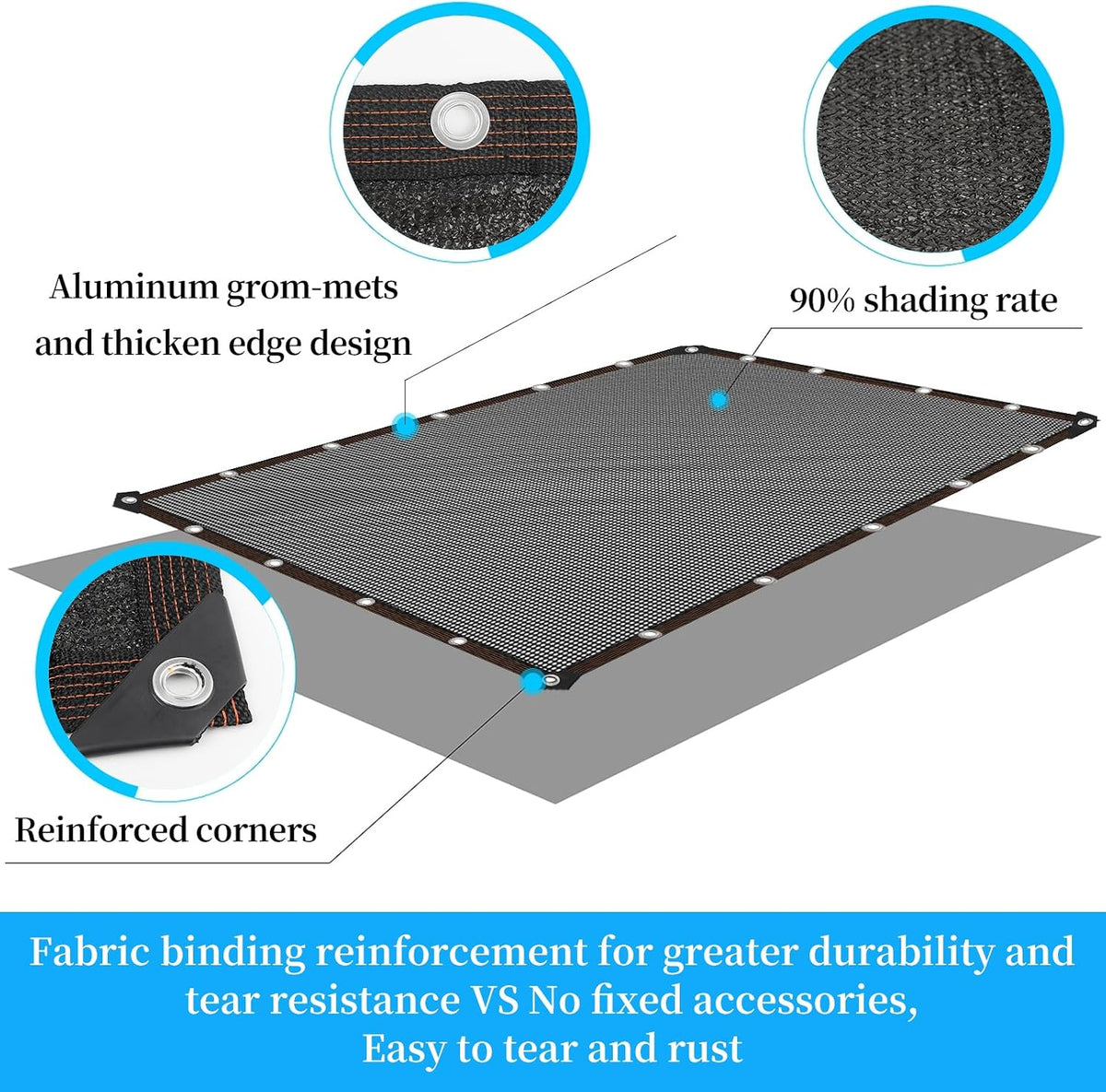 90% shade cloth for garden 10x20ft shade cloth, close-up detail