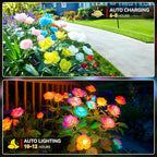 WdtPro Solar Garden Lights Outdoor, 4 Pack Solar Light Outdoor with 20 Rose Flowers, Waterproof 7 Color Changing Solar Powered Flowers Lights for Outside Patio Yard Pathway