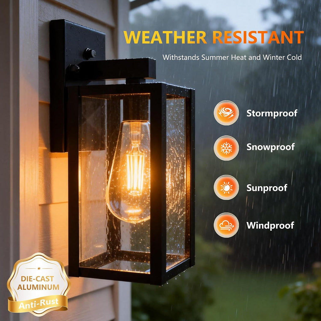 Dawn to Dusk Sensor Outdoor Light Fixture Waterproof Porch Lights Anti-Rust Exterior Wall Lighting Outdoor Wall Lantern for Patio Front Door Garage House