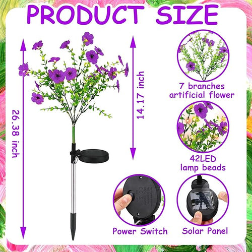 2 Pack Solar Stake Lights Outdoor Decor Waterproof Mums Artificial Flowers Solar Lights for Outdoor Garden Yard Pathway Decor (Purple,Violet)