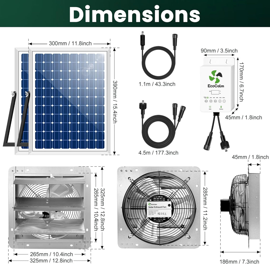 solar exhaust fan for greenhouse with smart thermostat, package contents