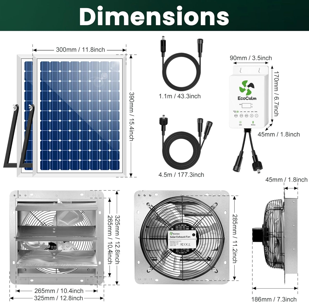 solar exhaust fan for greenhouse with smart thermostat, package contents