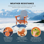 WO Home Furniture Laguna Folding Adirondack Chair, HDPE Patio Chair, All Weather Use Fire Pit Chair for Outdoor Garden, Backyard, Deck, Pool, Orange