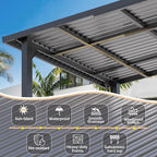 AECOJOY 16' x 10' Outdoor Hardtop Gazebo Pergola for Patio, 10x16 Large Galvanized Steel Heavy Duty Lean to Wall-Mounted Pergolas and Gazebos Clearance, Metal Patio Roof Awnings for Backyard, Decks
