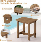 LUE BONA Outdoor Side Table Set of 2, HDPS Small Outdoor Table, Adirondack Side Table, Outside End Table for Patio, Porch, Deck, Pool, Weather Resistant/Easy Maintenance/Indoor or Outside Use, Brown