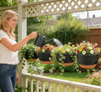Set of 4-8 Inch Self Watering Hanging Planters for Indoor Outdoor，Hanging Plant Pots with Drainage & Removable Tray, Hanging Pots Holder for Ivy, Pothos, Ferns, Balcony & Patio, Black Brown