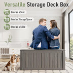Outdoor Storage Box, Resin Deck Boxes Indoor and outdoor, Waterproof Storage Box Lockable Lid (Grey,150 Gallon)