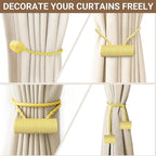Hion Magnetic Curtain Tiebacks Golden 4 Pack, Curtain Tiebacks Buckles Holdbacks Holders Hooks Clip for Home Bedroom Office Decorative Thick or Thin Curtain