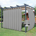Easy-Going Outdoor Patio Curtains Detachable Tab Top Windproof Weatherproof Curtain for Cabana, Porch, Pergola and Gazebo, Tab Bottom Drape, 2 Panels, 110W x 108L inch, Light Grey