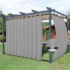 Easy-Going Outdoor Patio Curtains Detachable Tab Top Windproof Weatherproof Curtain for Cabana, Porch, Pergola and Gazebo, Tab Bottom Drape, 2 Panels, 110W x 108L inch, Light Grey