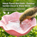 Handmade Metal Flower Garden Stake Bird Bath Bowl Butterfly Feeders,Hummingbird Bath Bee Watering Station for Garden Yard Decorative Garden Stakes (Pink-4pcs)