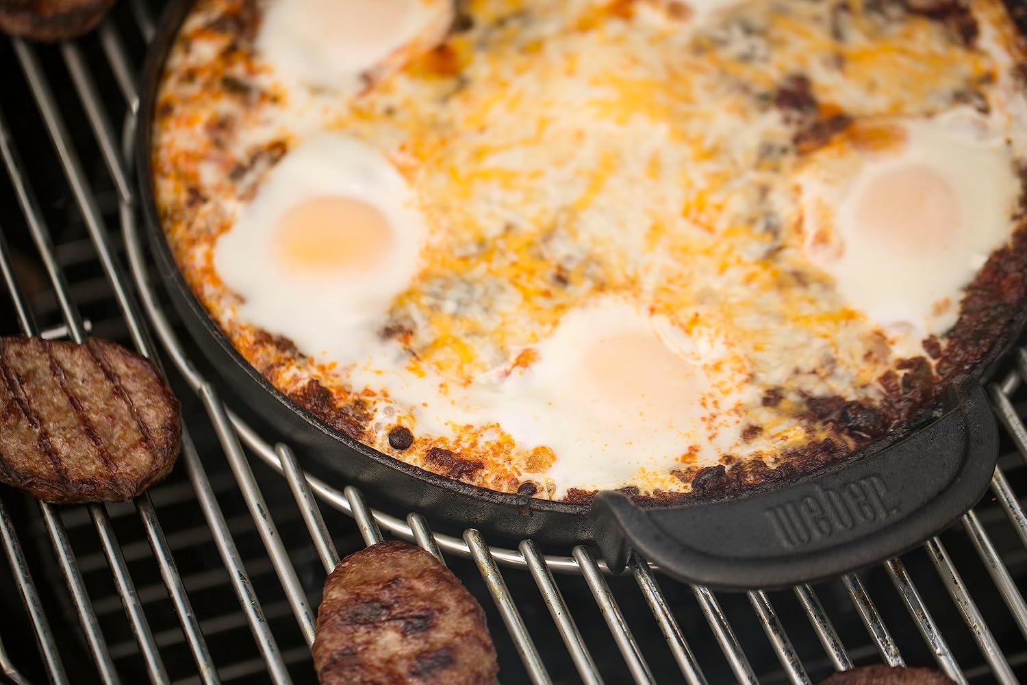 Weber® Gourmet BBQ Griddle, Porcelain-Enameled Cast Iron | Non‑Stick Round Griddle with Handles for Charcoal, Gas & Pellet Grills, Perfect for Breakfast & High‑Heat Grilling, Flat-Top
