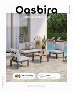Aluminum Modular Outdoor Patio Furniture Set, 6 Seats Patio Sectional Sofa Set with Adjustable Backrest & Thick Cushions, All-Weather Conversation Sets with Table for Garden & Yard, Gray