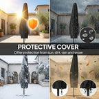 Outsunny 10 ft Offset Patio Umbrella with Cover, Round Hanging Cantilever Umbrella with 6-Position 360° Rotation, Crank Handle, Tilt, Cross Base, Heavy Duty Outdoor Umbrella for Garden