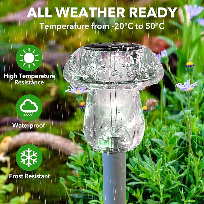 Solar Lights Outdoor, 8 Pack Mushroom Lights Outside Waterproof, Solar Powered LED Lighting for Garden, Yard, Landscape, Path, Pathway, Lawn, Walkway, Driveway, Backyard Decor (Warm White)