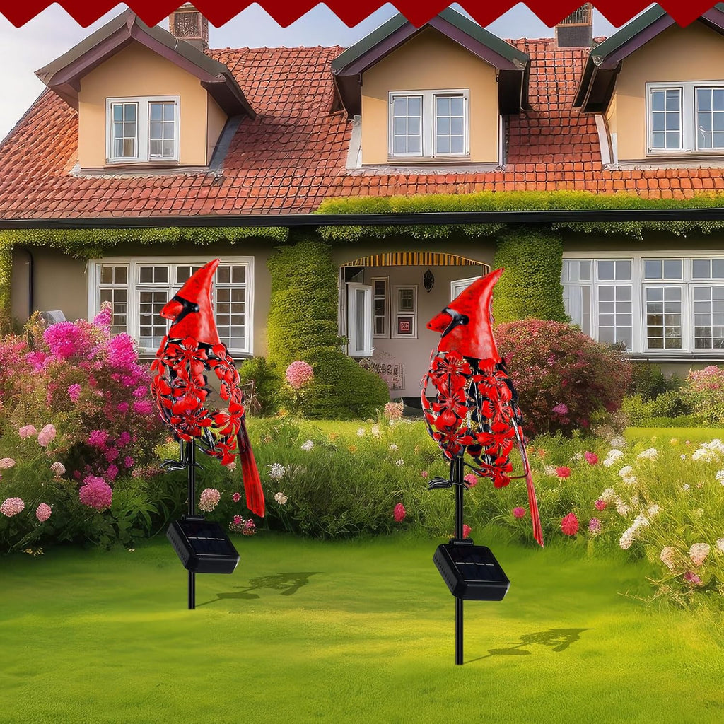 1 Pcs Cardinal Gift Decor Cardinal Solar Lights for Outside Garden Stake Metal Red Bird Solar Lights Gift Outdoor Stake Grave Patio Yard Lawn Porch Cemetery Decoration for Mom Grandma Women