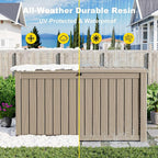 200 Gallon Waterproof Outdoor Storage Box,Resin Deck Box,Lockable Outside Storage Box Container for Patio Furniure,Garden,Tools (200 Gallon,Grey)