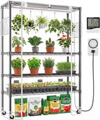 hikole indoor greenhouse with grow light, 4 tier, main product view