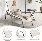 Giantex Patio Lounge Chair, Outdoor Chaise Lounge with 5 Adjustable Backrest, Sturdy Steel Frame, Sunbathing Recliner, Beach Chair, Tanning Chair for Outside, Yard, Balcony, Pool Chairs, Grey