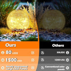 Coroor Garden Solar Ball Lights Outdoor Waterproof, 80 LED Cracked Glass Globe Solar Power Ground Lights for Path Yard Patio Lawn, Halloween Christmas Decoration Landscape Warm White(2 Pack 5.9'')