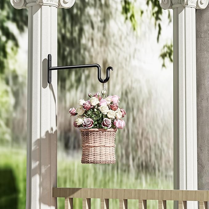 Hanging Plant Brackets 10 Inch - 2 Pack Plant Hanger for Hanging Plants, Plant Hook for Hanging Bird Feeders, Flower Baskets, Wind Chimes, Lanterns, Indoor or Outdoor.