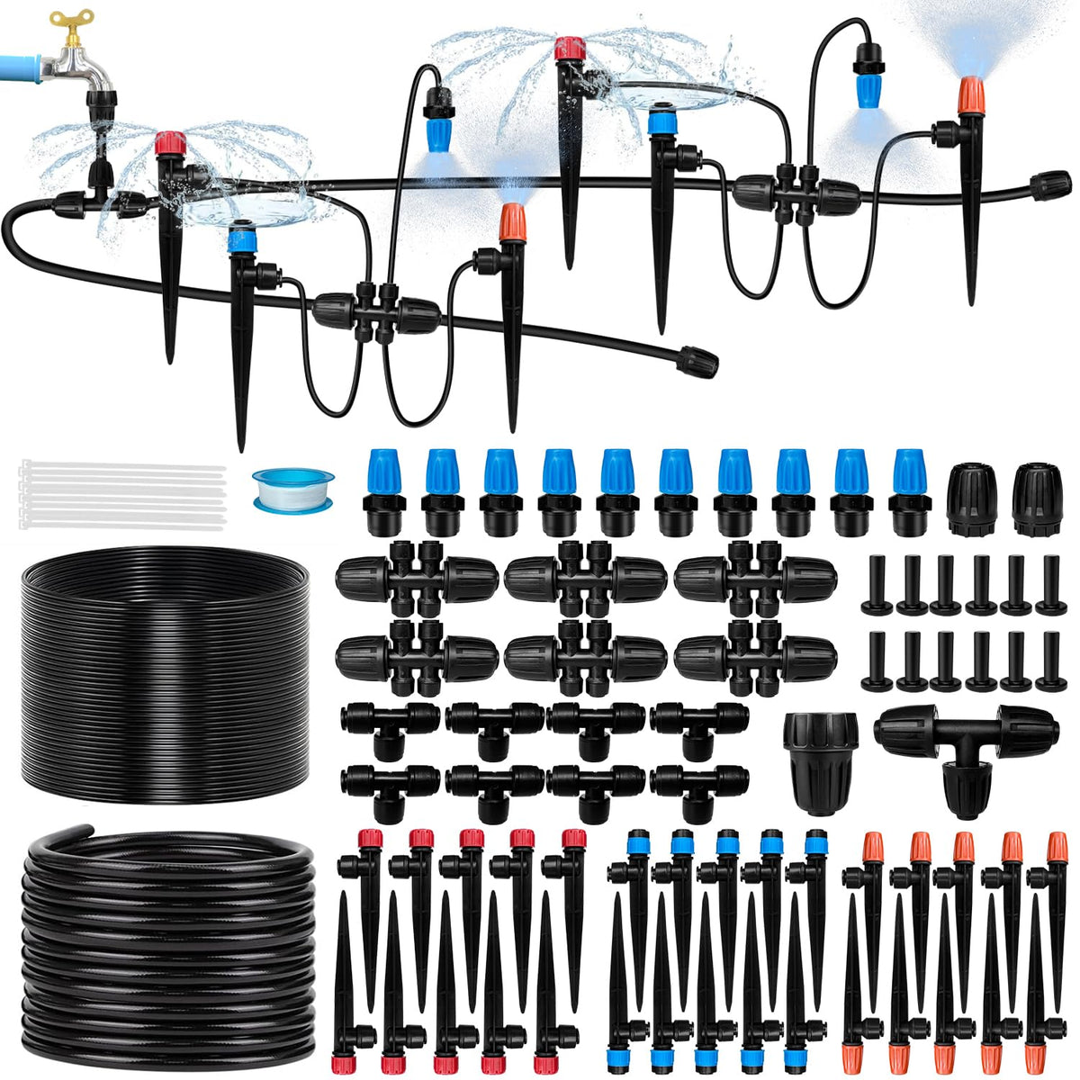 250ft drip irrigation system for garden with 40, main product view