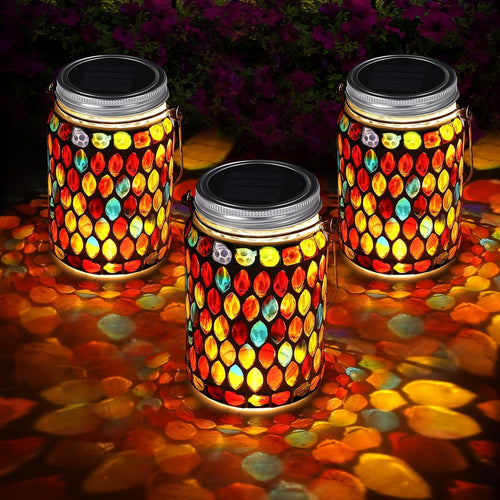 3 pieces solar powered mosaic lights, outdoor hanging, main product view